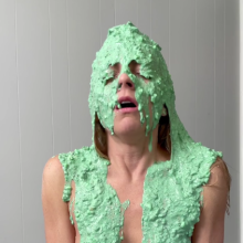 Slimed Models: Erin Returns to Take four buckets of our Nasty Fish Slime!