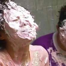Alumi: 3 cute Japanese girls trying not to get pied... spoiler: they get pied.