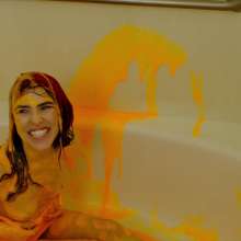 messyhot: Trinity May Slimed in Neon Pink and Orange