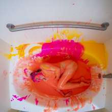 messyhot: Trinity May Slimed in Neon Pink and Orange
