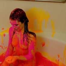 messyhot: Trinity May Slimed in Neon Pink and Orange
