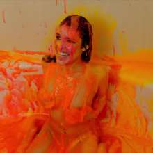 messyhot: Trinity May Slimed in Neon Pink and Orange