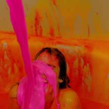 messyhot: Trinity May Slimed in Neon Pink and Orange