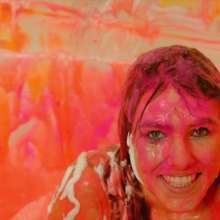 messyhot: Trinity May Slimed in Neon Pink and Orange