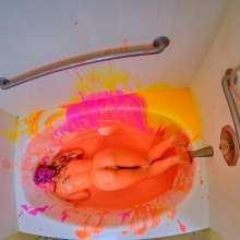 messyhot: Trinity May Slimed in Neon Pink and Orange