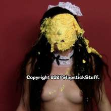 SlapstickStuff: Jasmine Returns As A Messy (& Topless) Maid!