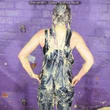 DungeonMasterOne: Messy in rainwear: Maude in flexothane and custard!
