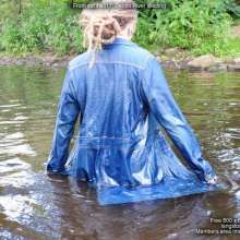 DungeonMasterOne: Purity wades into the river in jeans and a denim coat!