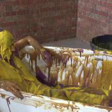 WamtasticUK: Adam Red Lycra Singlet in Gunge Bath