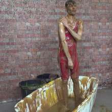 WamtasticUK: Adam Red Lycra Singlet in Gunge Bath
