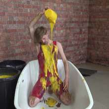 WamtasticUK: Adam Red Lycra Singlet in Gunge Bath