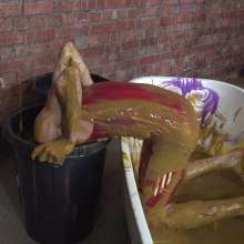 WamtasticUK: Adam Red Lycra Singlet in Gunge Bath