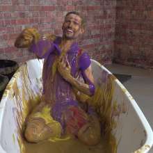 WamtasticUK: Adam Red Lycra Singlet in Gunge Bath