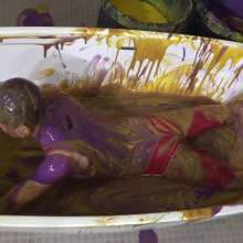 WamtasticUK: Adam Red Lycra Singlet in Gunge Bath
