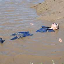 DungeonMasterOne: Blue Boilersuit Mudbath II with Honeysuckle!