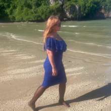 Wet_look_elena: Blue Dress and Stockings in the Thai Sea