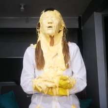 messyProfessor: Cake with Delicious Cream on Her Face!