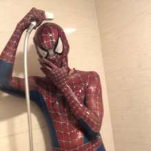 Daniel Wetlook: Daniel in Spiderman Suit in Bathroom with Slime (cum)