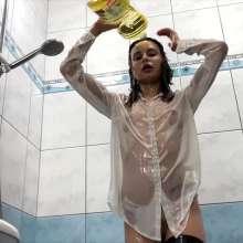 Your Wet Cat: Incredibly Oiled Anastasia in an Oil Bath!  Part 2