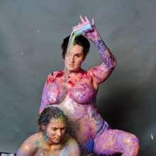 messyhot: Irene Silver Vs Faith Wrestling in a Cake Mess