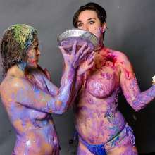 messyhot: Irene Silver Vs Faith Wrestling in a Cake Mess