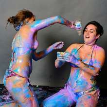 messyhot: Irene Silver Vs Faith Wrestling in a Cake Mess