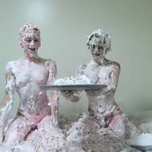 RevSlymsford: Kaydens and Jade: Messy With Pies + Batter, Wearing Thongs