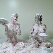 RevSlymsford: Kaydens and Jade: Messy With Pies + Batter, Wearing Thongs