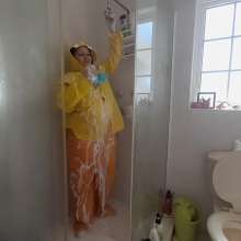Darkabyss445: Soapy Rainwear in the Shower