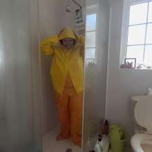 Darkabyss445: Soapy Rainwear in the Shower