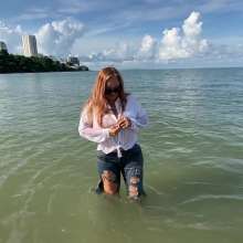 Wet_look_elena: White Shirt and Jeans in the Sea