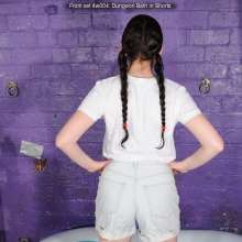 DungeonMasterOne: Honeysuckle takes a dungeon bath in faded denim shorts and t-shirt!