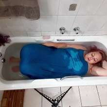 Darkabyss445: Bathtub Wetlook in Blue Dress