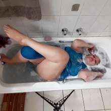 Darkabyss445: Bathtub Wetlook in Blue Dress