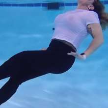 DMarieAllWet: Fun Swim Playing in Yoga Pants and Crop Top