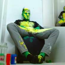 MessyGuys: Jimmy Covers Himself Green, Pours 8 Paint Jars + Showers