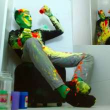 MessyGuys: Jimmy Covers Himself Green, Pours 8 Paint Jars + Showers