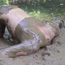 Jayce: Muddy Pudding-Satin and Stockings-Cumming in Mud!