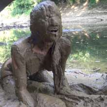 Jayce: Muddy Pudding-Satin and Stockings-Cumming in Mud!