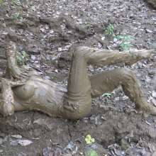 Jayce: Muddy Pudding-Satin and Stockings-Cumming in Mud!