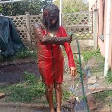 Thefetishgirl: Mud Play in My Sexy Red PVC Dress and Clean Up