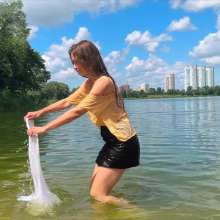 Wet Live Team: Natashka Swam in the River Fully-dressed without a Bra