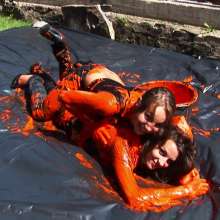 Lara_eurowam: Reka and Andreea Are Back to Have Fun with Red Slime-T598c2