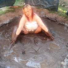 Darkabyss445: Sexy Pantyhose and Satin Slip Dress Mud Bath