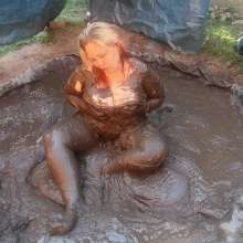 Darkabyss445: Sexy Pantyhose and Satin Slip Dress Mud Bath