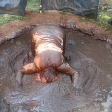 Darkabyss445: Sexy Pantyhose and Satin Slip Dress Mud Bath