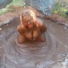 Darkabyss445: Sexy Pantyhose and Satin Slip Dress Mud Bath