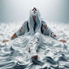 splathair2020: AI woman enjoying shaving cream on shag carpet