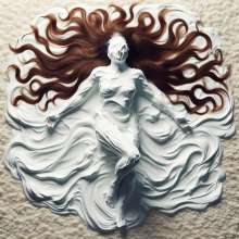 splathair2020: AI woman enjoying shaving cream on shag carpet