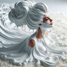 splathair2020: AI woman enjoying shaving cream on shag carpet
